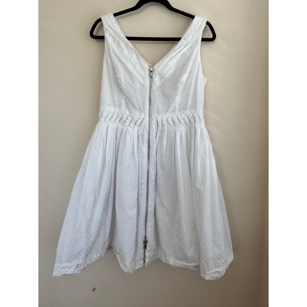 Kate Moss x Topshop Mini Skater Dress White Swiss Dot Cotton Zip Up Sz 12 - Picture 2 of 8